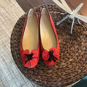 Kate Spade Red Flats with Floral Detail